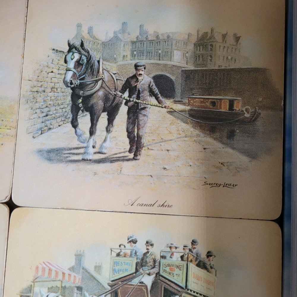 Vintage Seerey Lester Horse-Drawn Carriage Placemats Set Of 4 - Picture 5 of 7